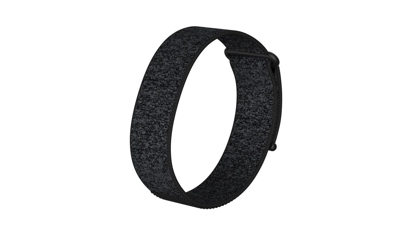 HumeWeave charcoal woven band for Hume Band 2.0 — angled back view of the breathable woven strap