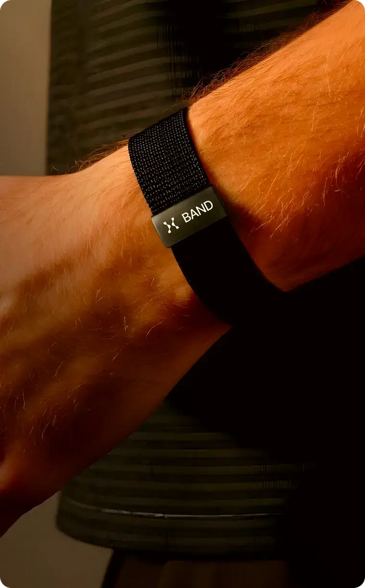 hume band on man's wrist