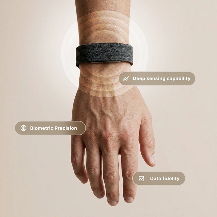 Close-up of Hume Band 2.0 worn on the wrist