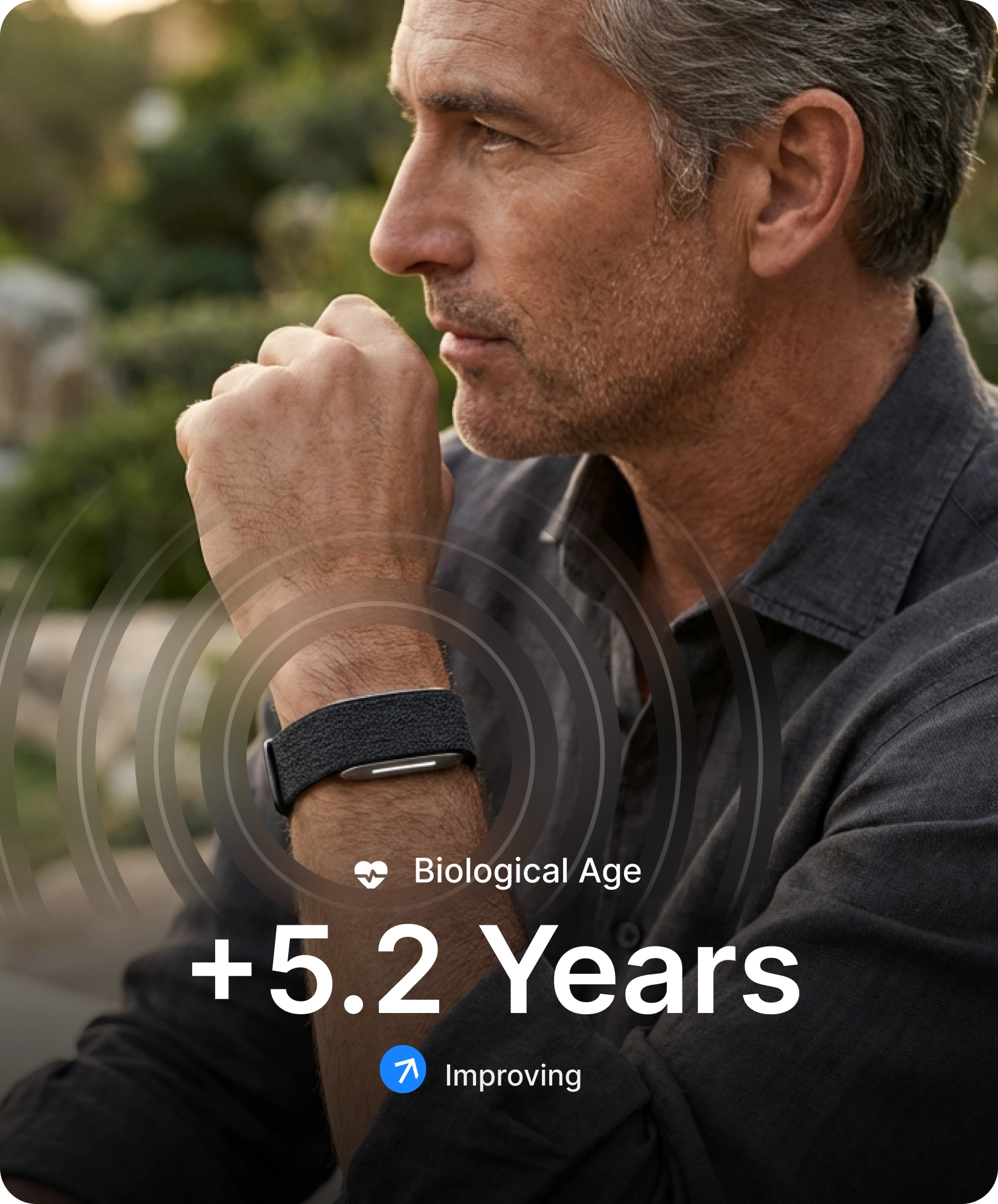 Hume Health app screen showing a biological age score