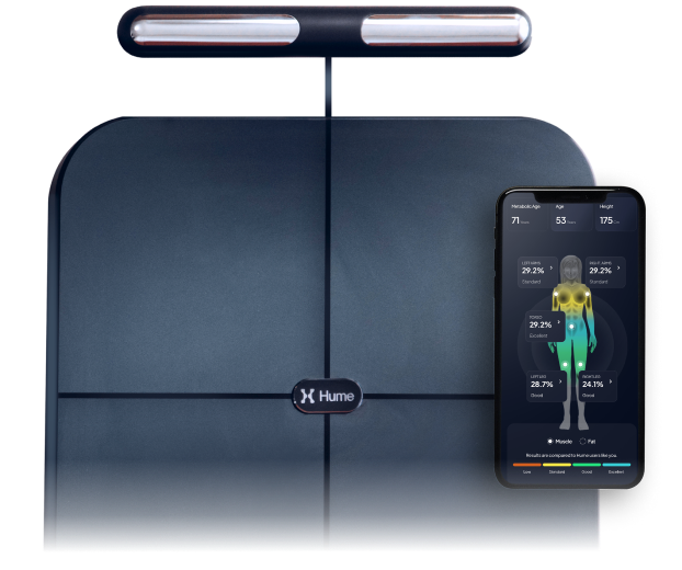 Hume Pod body composition analyzer smart scale with handlebar sensor and app