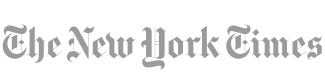 The New York Times wordmark logo displayed in light gray Gothic-style lettering on a transparent background.