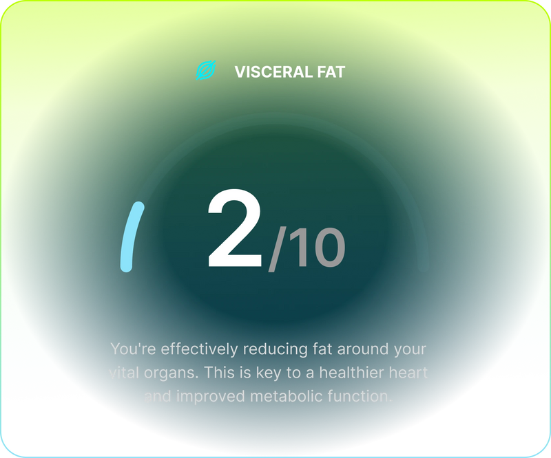 App screen showing visceral fat level and trend over time