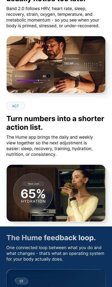 Lifestyle scenes showing sleep and recovery patterns connected to body changes